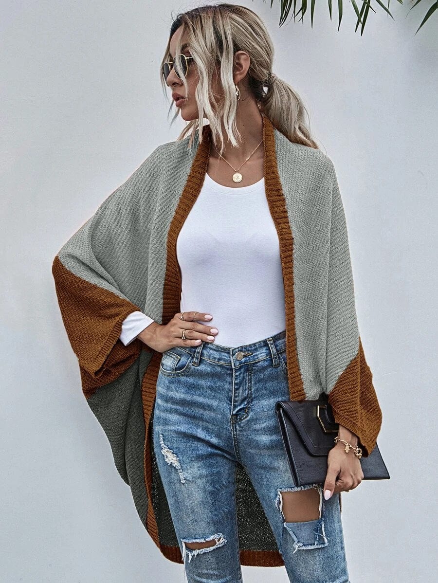 M / coffee womens clothing 2022 American women's sweaters winter new loose knit cardigan languid lazy wind pocket long sweater coat