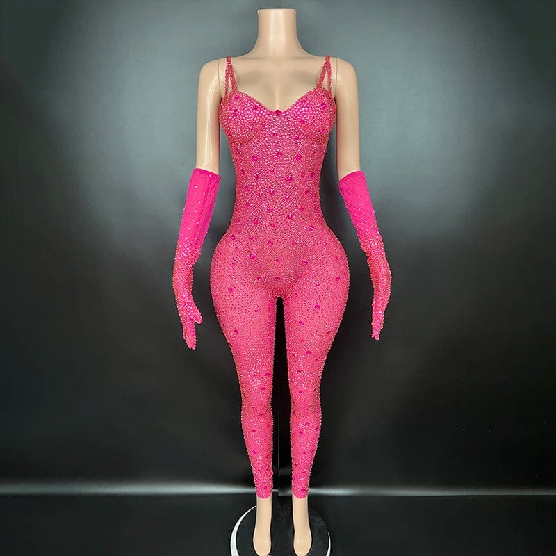 M / Fuchsia NOVANCE Y1738-LE sexy jumpsuits for women 2024 red jumpsuit woman birthday jumpsuit women sexy diamond