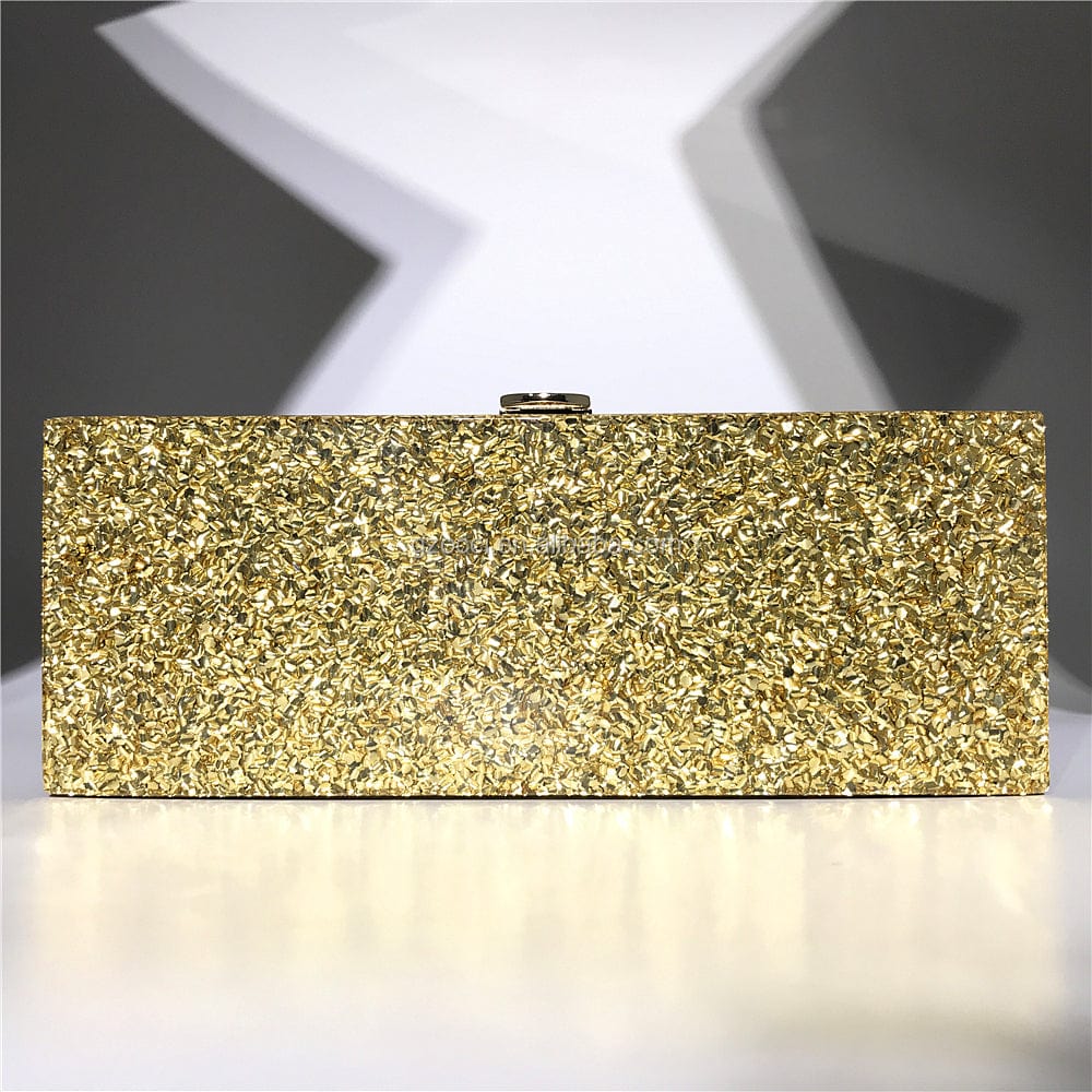 M / Golden OC4092 Popular solid acrylic bags design wholesale online women evening bags