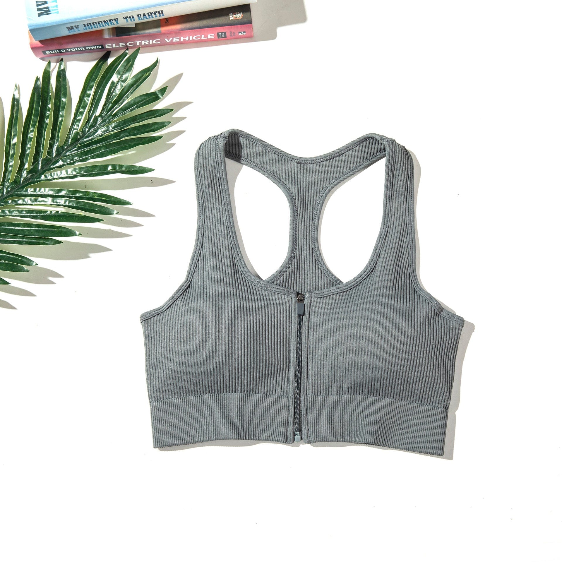 M / gray(bra) summer New arrival biker Zipper Yoga short sleeve suit women's drawstring fitness suit high end seamless Yoga suit