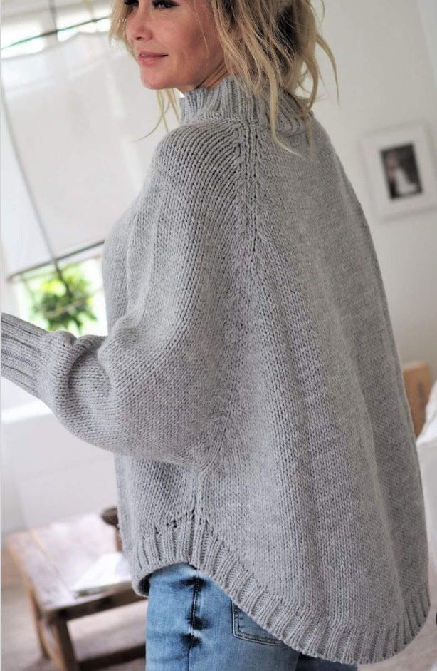 M / Gray New Women's Pullover Sweater Loose European American Idle Style Turtleneck