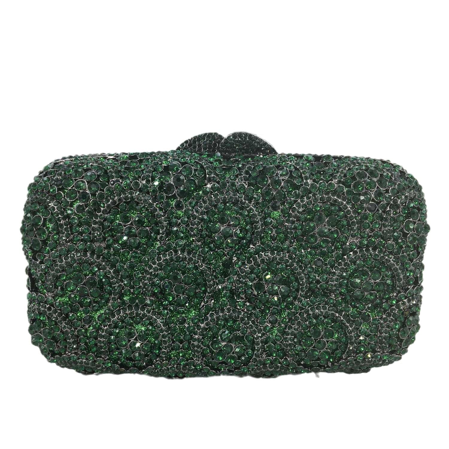 M / green Newest Crystal Evening Bag Rhinestone Clutch Evening Bag Female Diamond Party Purse Wedding Clutch Bag