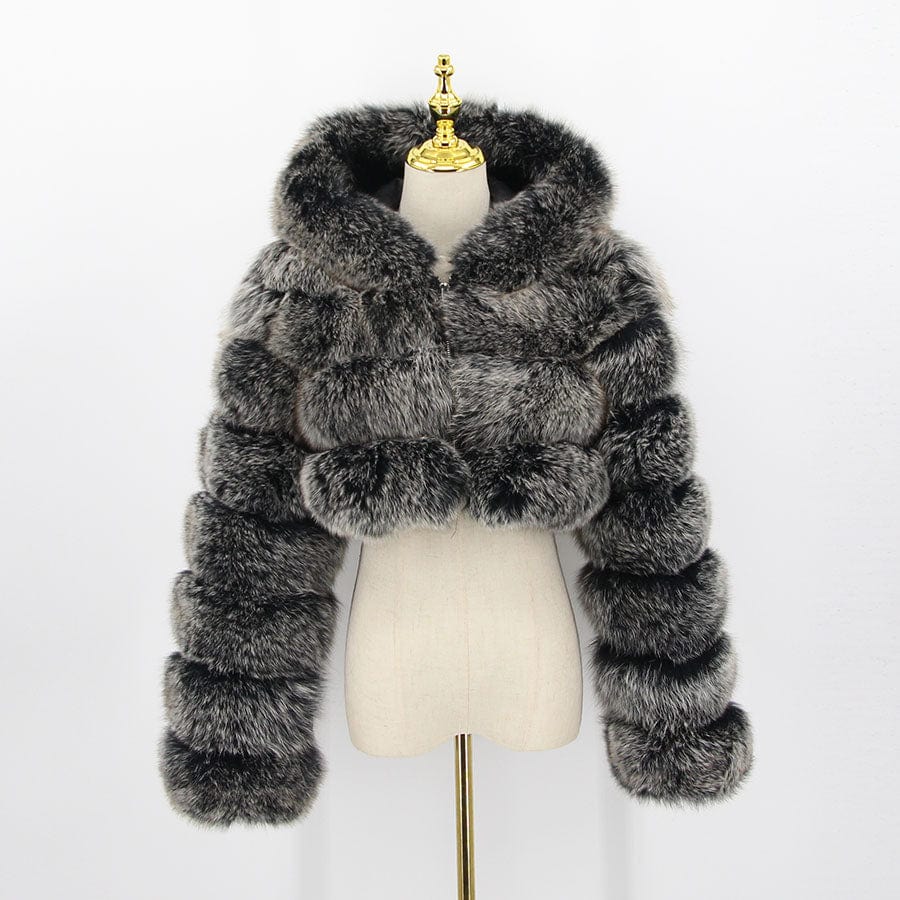 M / iron gray Black Friday Sale QIUCHEN- QC20032 new arrival hot sale luxury jacket plus size fluffy real natural fox fur coat with hood