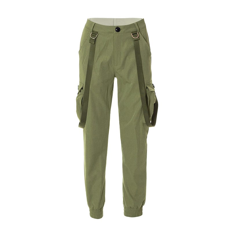 M / K22PT345 Green Sandtree K22PT345 2022 Pockets Zipper Ribbon Cargo Pants & Trousers Women Wholesale Women Jeans pantalones  Jeans Women