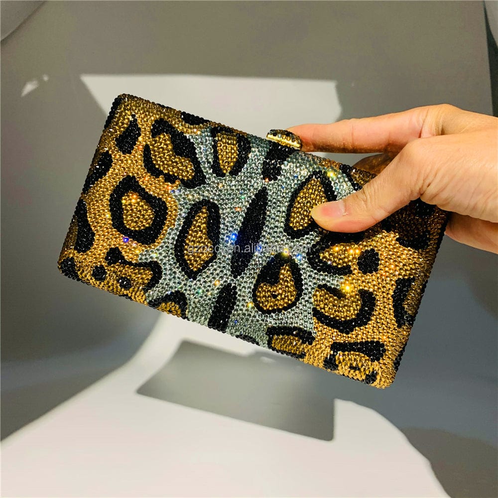 M / leopard OC4244 High Quality Custom Wedding Crystal bag Women Party Clutch Bags