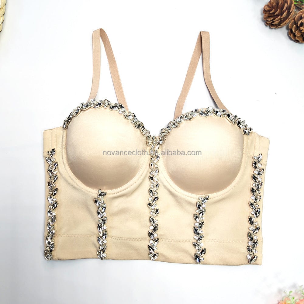 M / Nude Novance 2022 Dropshipping Womens Clothing Diamond Chain Sling Wears Inside And Outside Plus Size Women'S Tank Tops Plus Size Bra