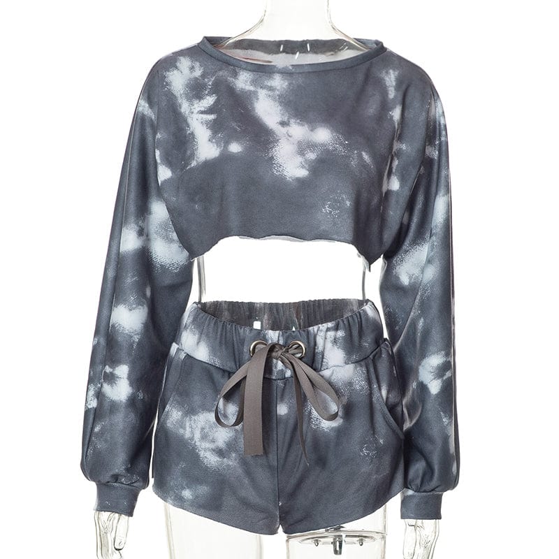 M / R22ST150 Black Cutenova R22ST150 Tie Dyed Sweater Set Trending 2022 Women Two Piece Sets Fall Outfits For Women