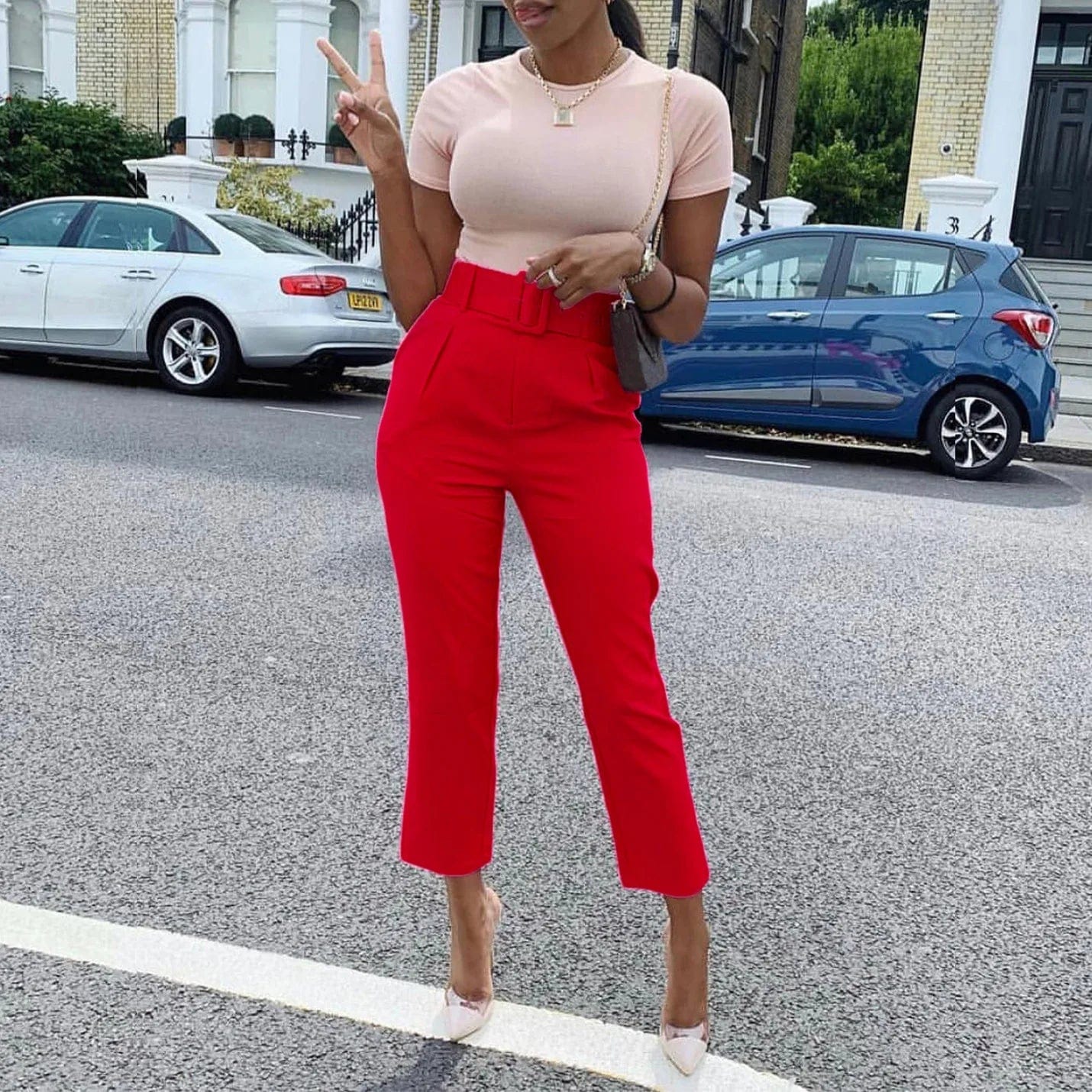 M / Red 2024 Spring New Temperament Elegant Ol Professional Suit Pants African High-Waisted Casual Pants