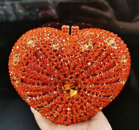 M / Red Newest Designer Rhinestone Heart Bags Luxury Female Evening Handbag Handmade Wedding Purse Crystal Clutch