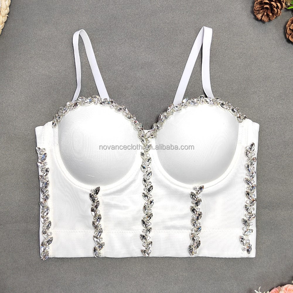 M / White Novance 2022 Dropshipping Womens Clothing Diamond Chain Sling Wears Inside And Outside Plus Size Women'S Tank Tops Plus Size Bra