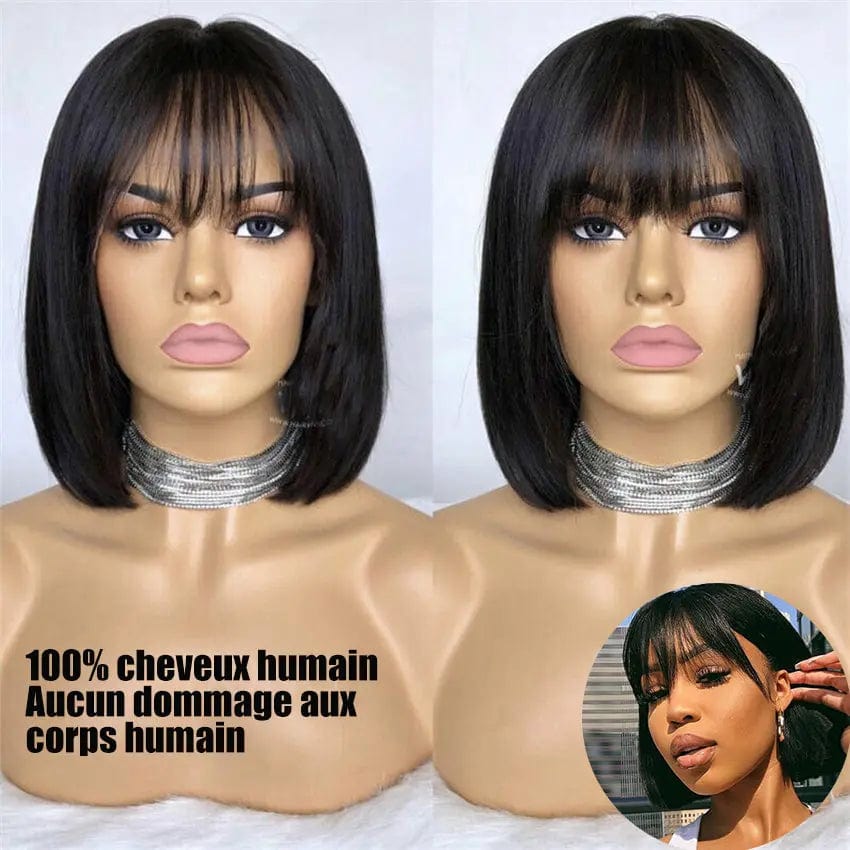 Machine Made Straight Indian Human Hair Wig