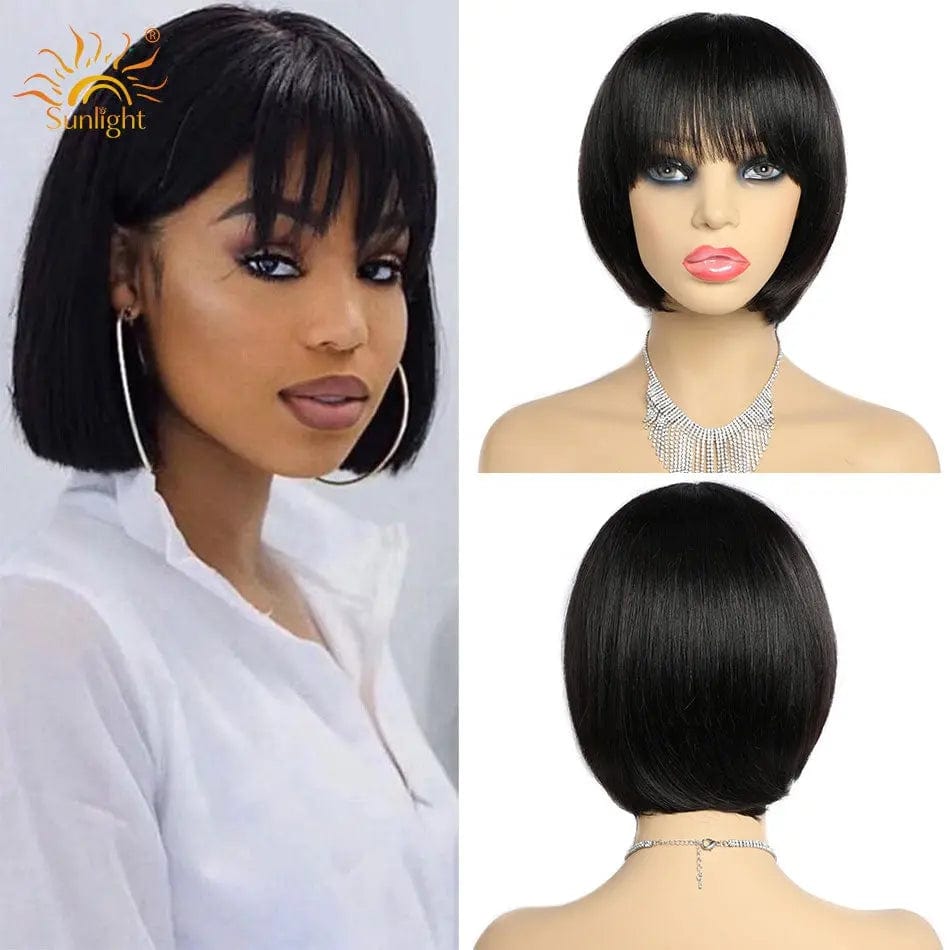 Machine Made Straight Indian Human Hair Wig