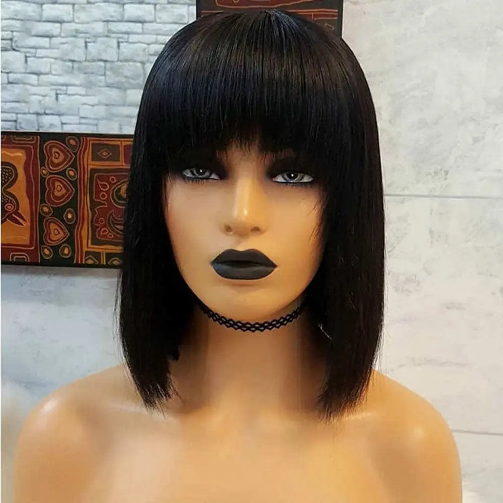 Machine Made Straight Indian Human Hair Wig