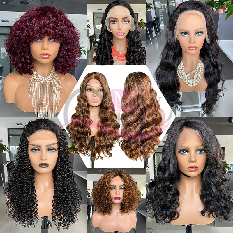 Mayqueen Wholesale Highlight Virgin Human Hair Wigs HD Lace Front Brazilian Short 1b/30 13*4T-Part lace Wigs  Human Hair Wig