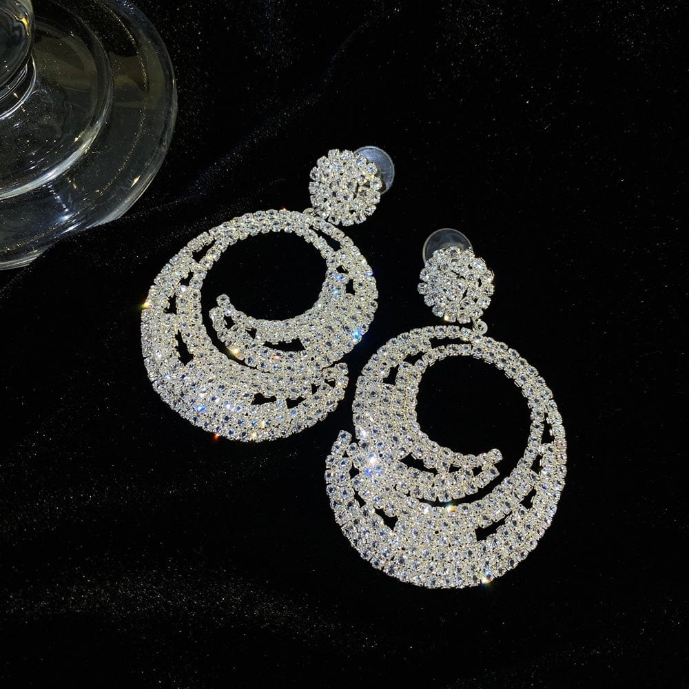 ML069-1 High quality rhinestone crystal earings luxury wedding party shinning fashion statement earrings gold silver jewelry for women