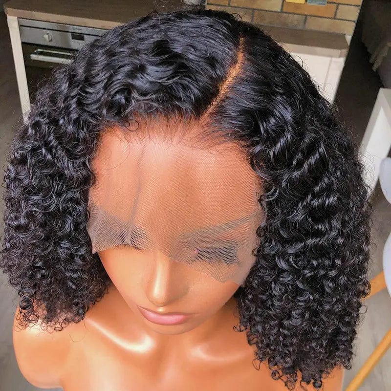 Mongolian Afro Kinky Curly Wig 400% High Density Pre Plucked Glueless Hair Lace Frontal Closure Wigs