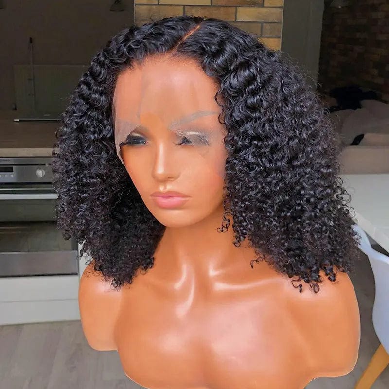 Mongolian Afro Kinky Curly Wig 400% High Density Pre Plucked Glueless Hair Lace Frontal Closure Wigs