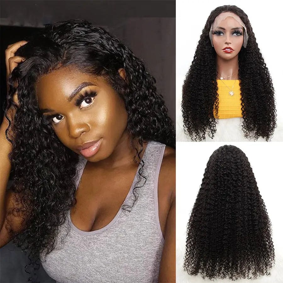 Mongolian kinky curly human hair lace front wig 13x4 13x6 cuticle aligned hair transparent pre plucked lace wig with baby hair