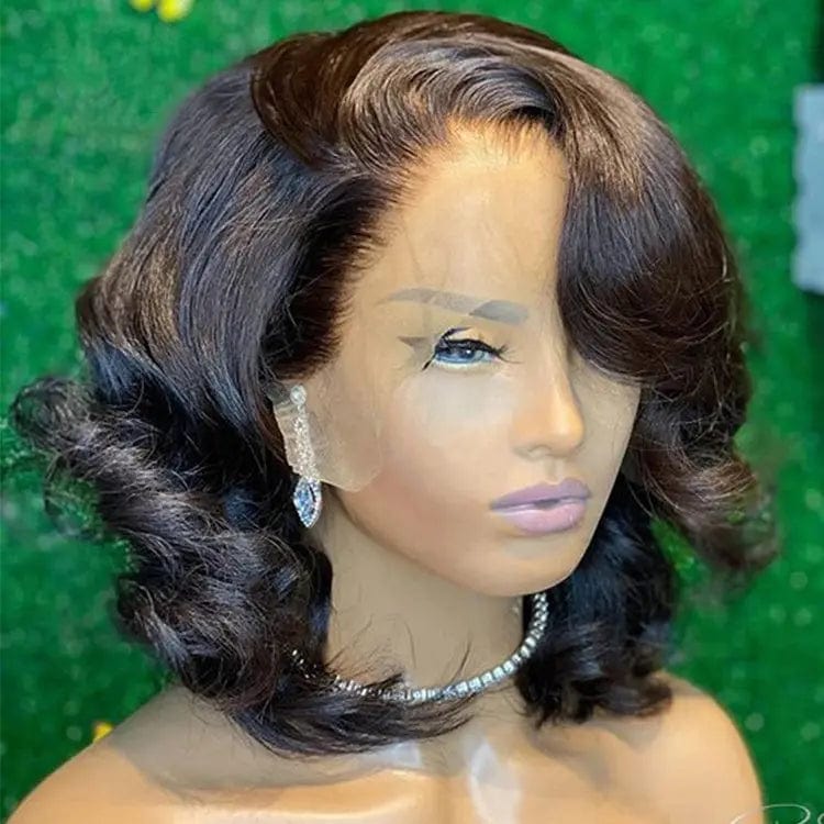 Natural Black Bob Wig Cuticle Aligned With Baby Hair Bleached Knots Brazilian Hair Lace Front Wigs