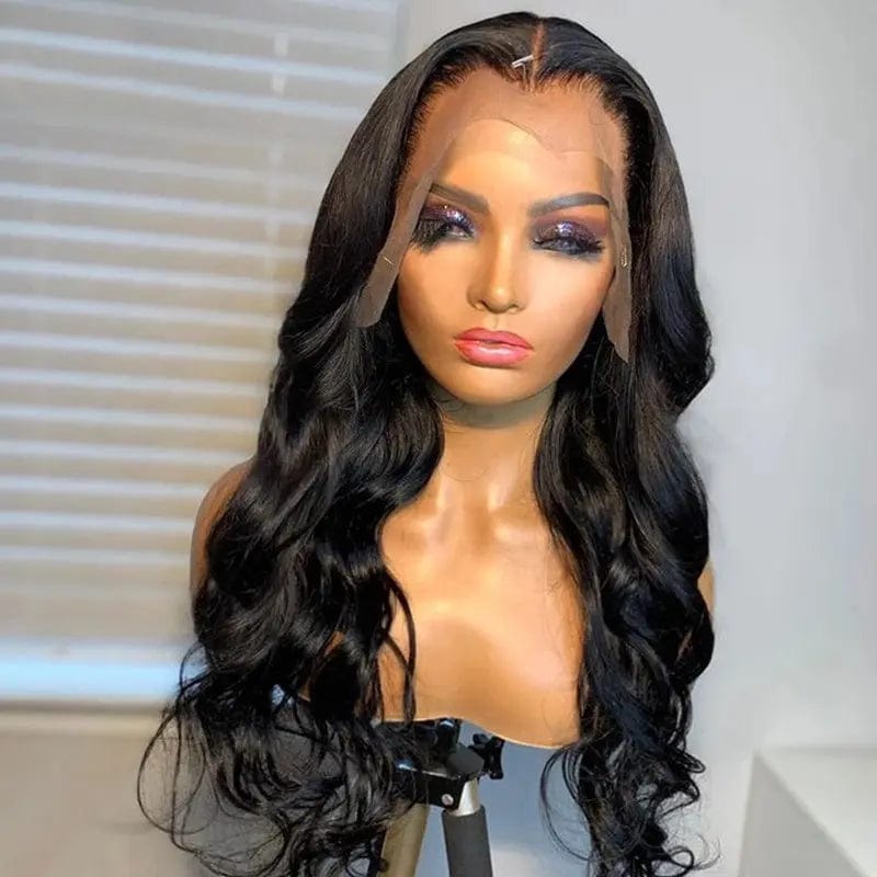 Natural Black Loose Wave Wigs Human Hair Lace Front For Black Women Middle Part Pre Plucked Virgin Remy Hair Wholesale Lace Wig