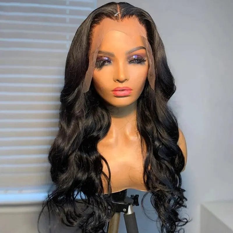 Natural Black Loose Wave Wigs Human Hair Lace Front For Black Women Middle Part Pre Plucked Virgin Remy Hair Wholesale Lace Wig