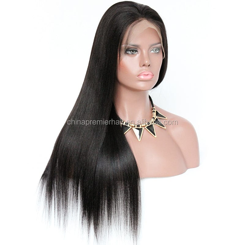 Natural Looking 150% Heavy Density Yaki Straight 100% Indian Remy Human Hair Pre Plucked 360 Lace Front Wig