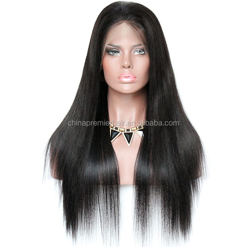 Natural Looking 150% Heavy Density Yaki Straight 100% Indian Remy Human Hair Pre Plucked 360 Lace Front Wig