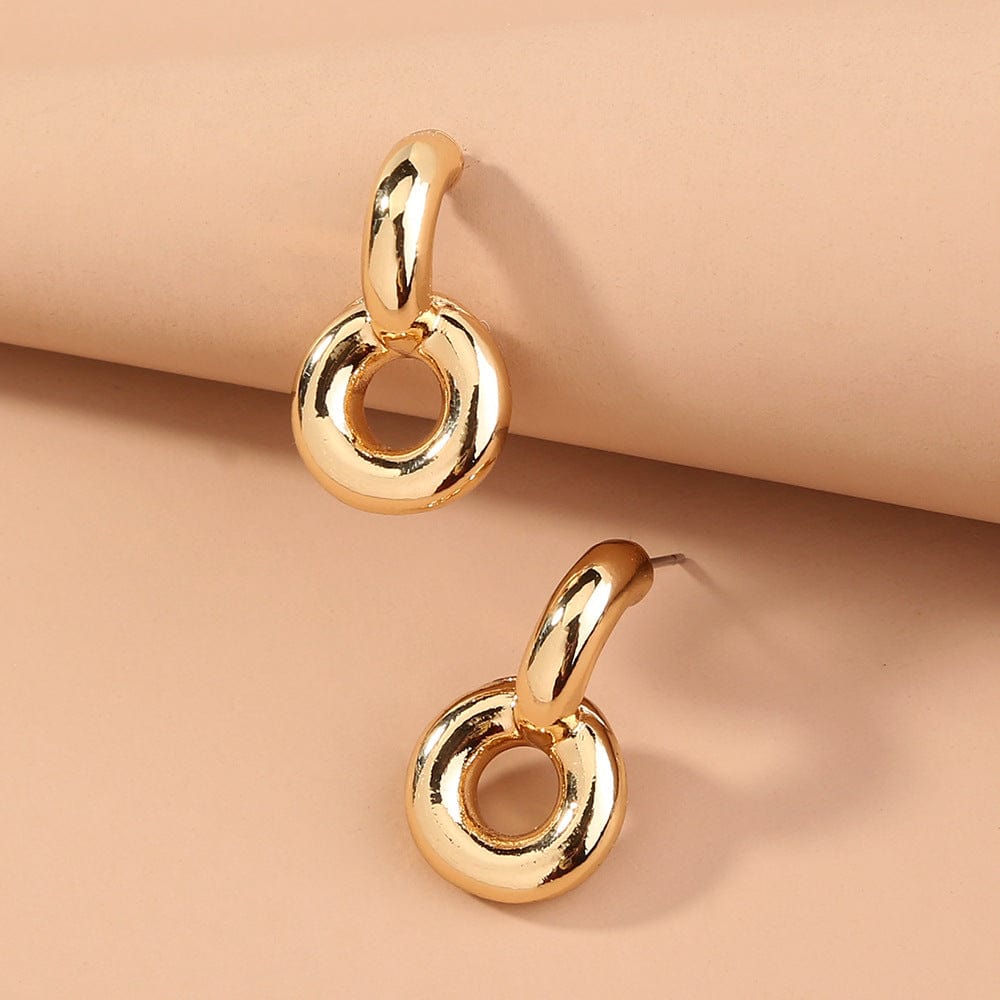 NE699 New Fashion Twisted Small Stud Earrings for Women Jewelry Hollow Geometry Round Circle Smooth Metal Exaggerated Earrings