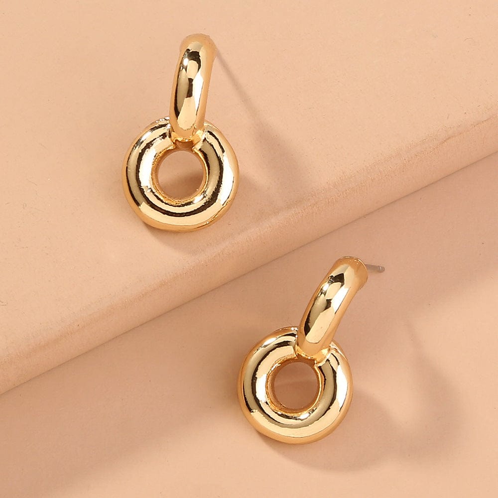 NE699 New Fashion Twisted Small Stud Earrings for Women Jewelry Hollow Geometry Round Circle Smooth Metal Exaggerated Earrings