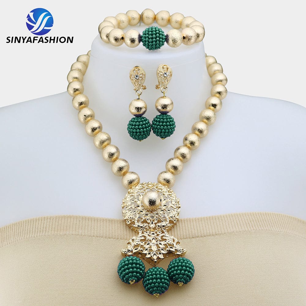 necklace, bracelet, earrings / SA120-8 Beautiful African Jewelry Set Bridal Party Jewelry Set with Beads Handmade High Quality Lady Women's Shield Jewelry Sets SA117-2