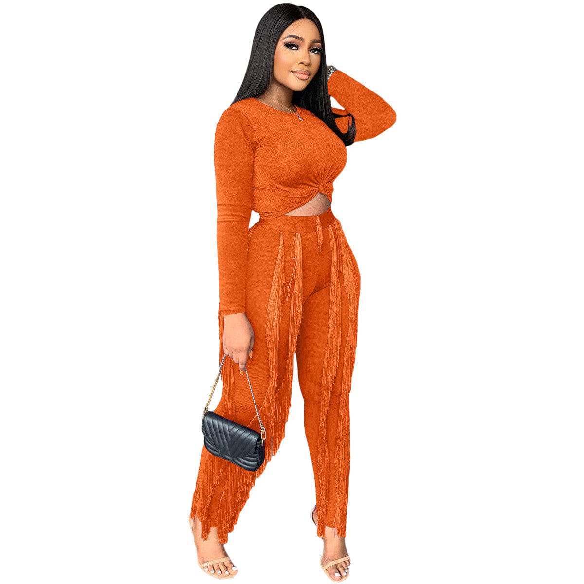 New 2022 Fall 2 Piece Sets Women Long Sleeve Sport Casual Tassels Two Piece Pants Set Tracksuit Women Jogger Suit Women's Sets