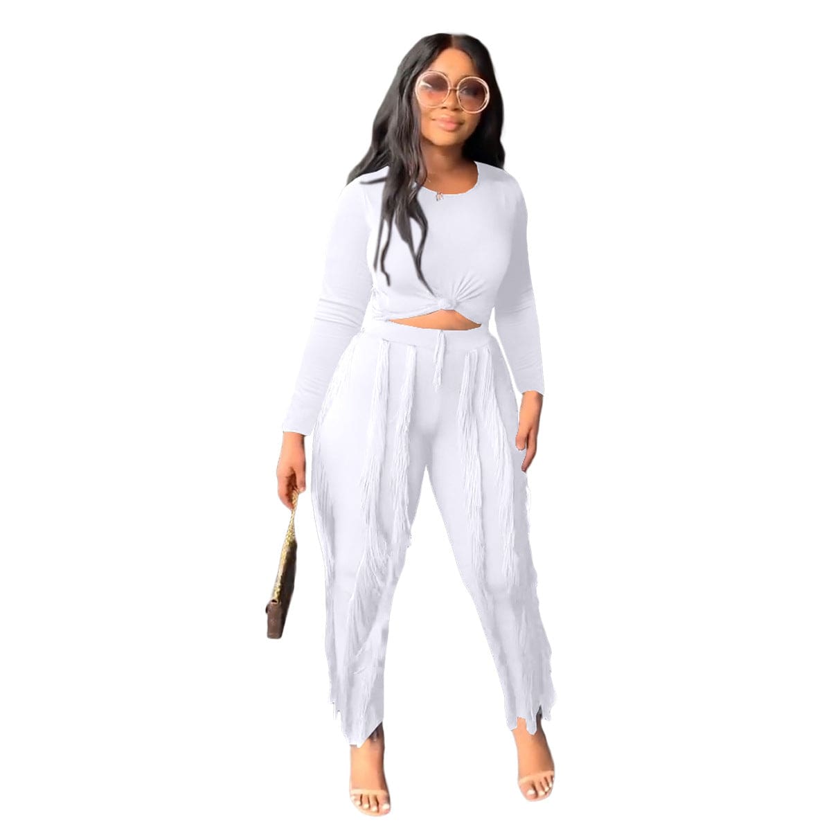 New 2022 Fall 2 Piece Sets Women Long Sleeve Sport Casual Tassels Two Piece Pants Set Tracksuit Women Jogger Suit Women's Sets