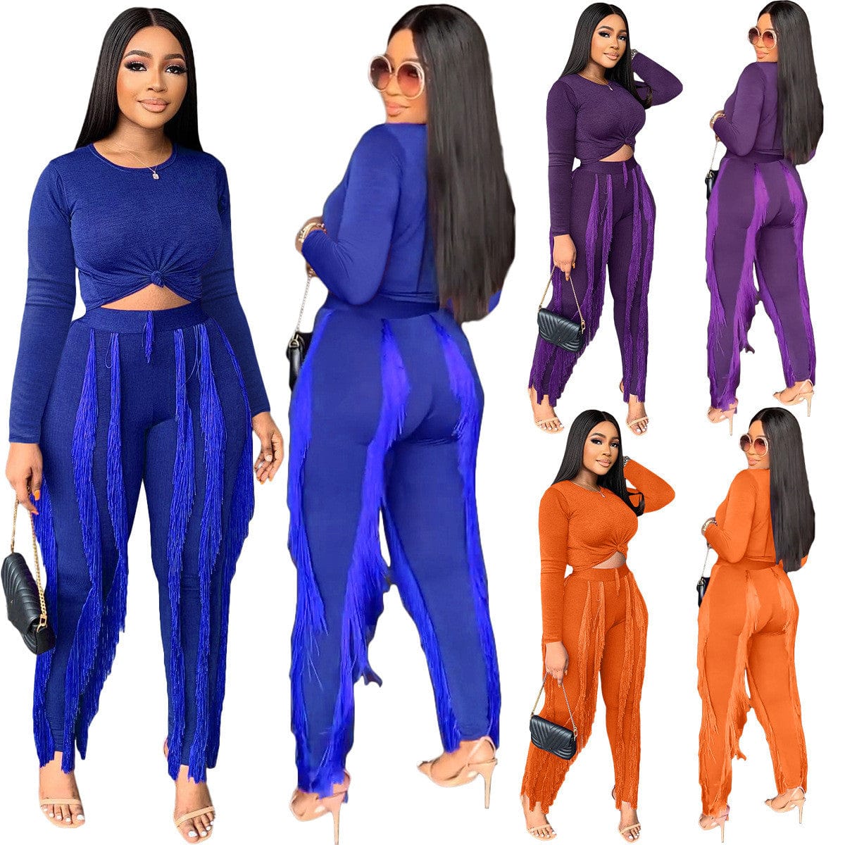 New 2022 Fall 2 Piece Sets Women Long Sleeve Sport Casual Tassels Two Piece Pants Set Tracksuit Women Jogger Suit Women's Sets