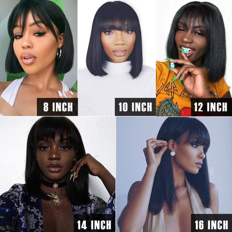 New Arrival Bob Curly Wigs Human Hair Straight Bob Wigs With Bangs Cheap Price Human Hair Short Lace Front Wigs For Black Women