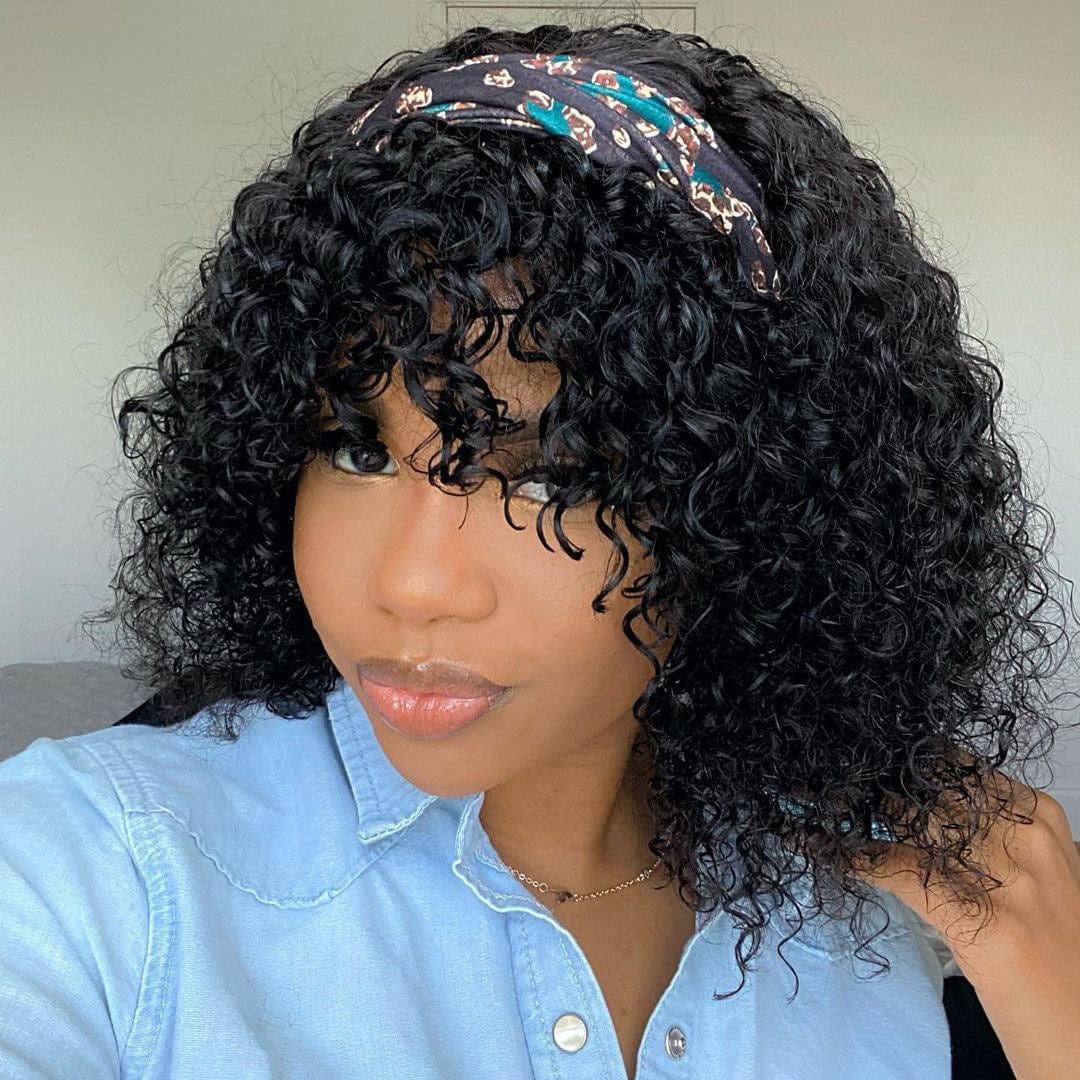 New Arrival Deep Curly Hair Headband Wigs Virgin Hair Unprocessed Brazilian Pixie Curly Human Hair Headband Wig For Black Women