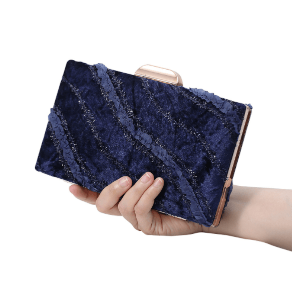 New arrival fashion ladies pink clutch purse handbag gathering dating clutch velvet evening bags for women