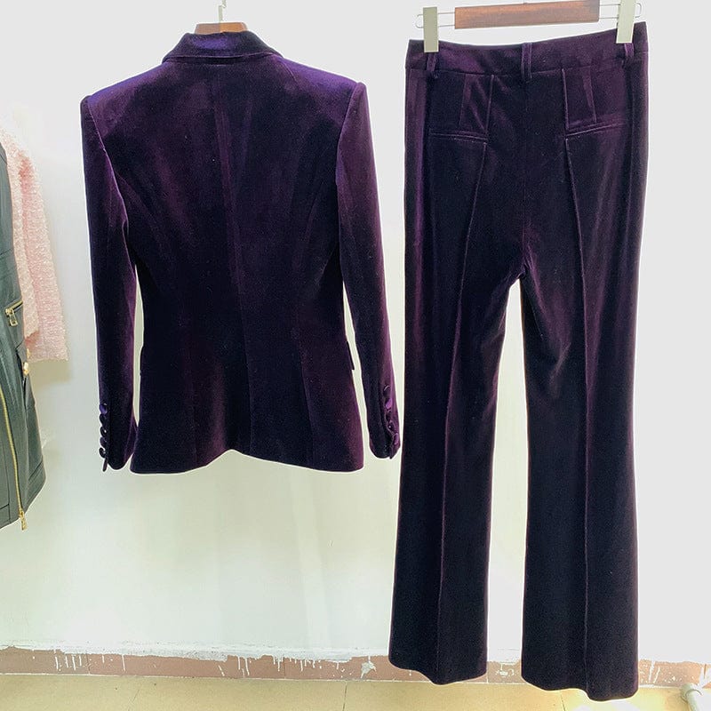 new arrival office lady set with one button casual women blazer set luxury velvet material set for women