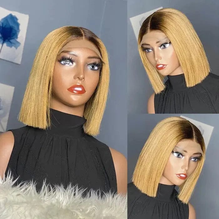 New Arrival Short Bob Wigs Ombre Golden Human Hair Lace Front Wigs for Black Women