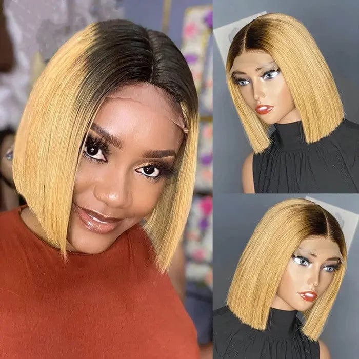 New Arrival Short Bob Wigs Ombre Golden Human Hair Lace Front Wigs for Black Women