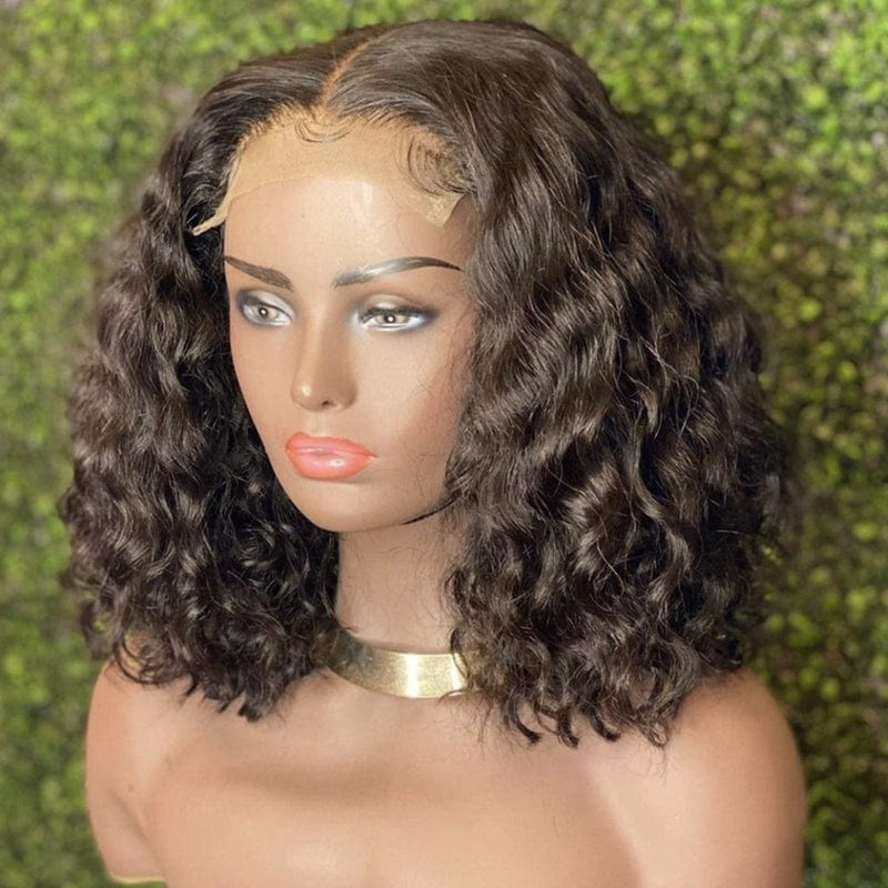 new arrival water wave curly human hair transparent hd full lace wig full lace wig brazilian human hair T part lace wig