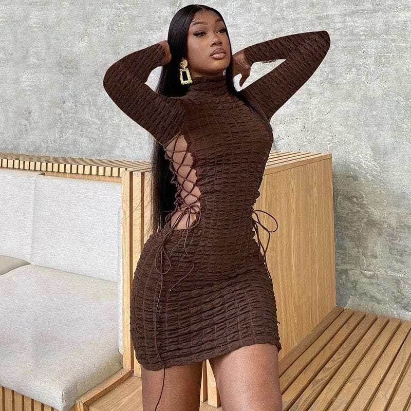 New Arrivals Fall Cut Out Solid Bodycon Long Sleeve Other Dresses Fall Dresses For Women Fall Clothing For Women 2022