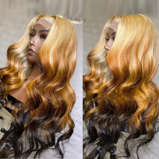 New Arrived HD Transparent Lace Front Wigs Body Wave Ombre Blonde Human Hair Wigs