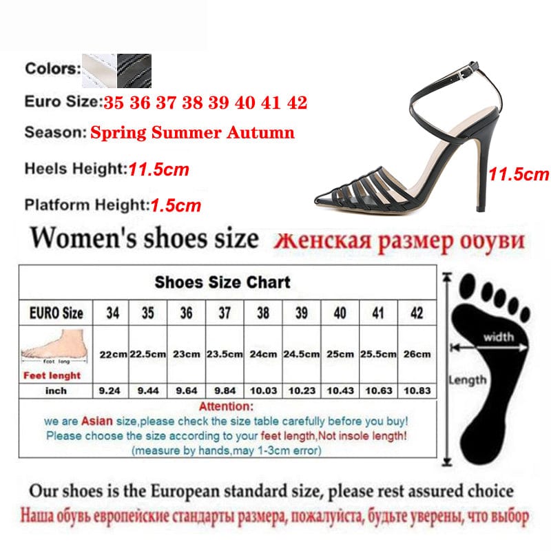 New Classics Solid PU Pointed Toe Thin High Heel Open Toe Ankle Buckle Strap Party Dress Career Pumps Ladies Shoes Women Sandals