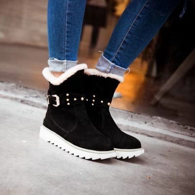 New Design Cheap warm winter suede leather flat heel shoes real sheep fur snow boots for fashion