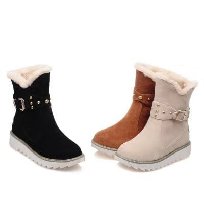 New Design Cheap warm winter suede leather flat heel shoes real sheep fur snow boots for fashion