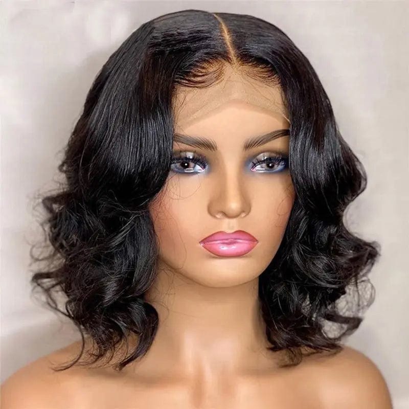 New Design Curly Bob Wig Virgin Cuticle Aligned Hair Lace Front Wigs with Bangs