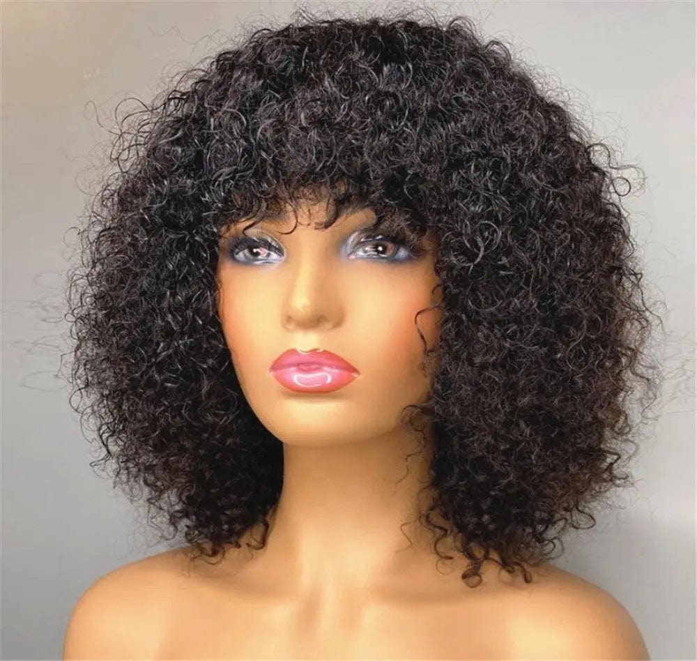 New Design Curly Bob Wig Virgin Cuticle Aligned Hair Lace Front Wigs with Bangs