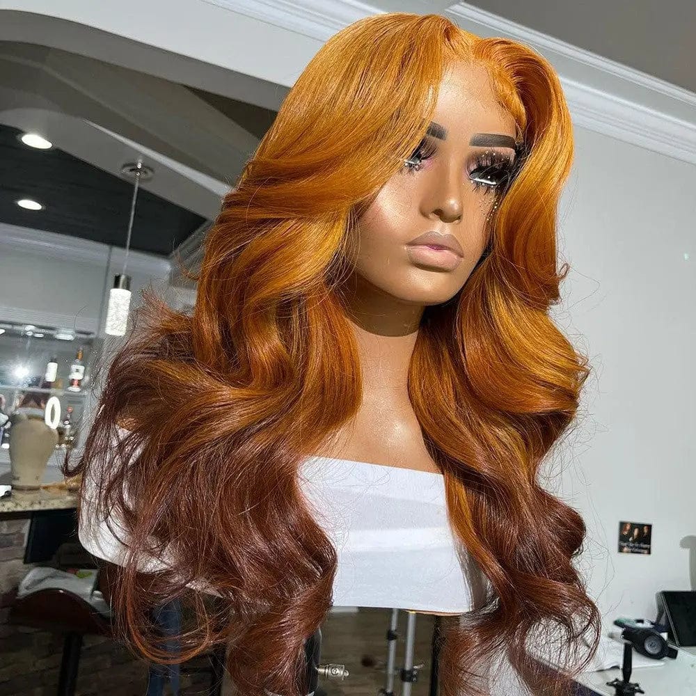 New Design Ginger Wavy Wigs Virgin Cuticle Aligned Hair 13*4 Lace front Wigs with Baby Hair