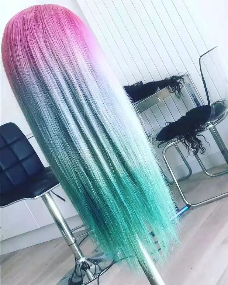 New Design Long Wavy Ombre Rainbow Wigs