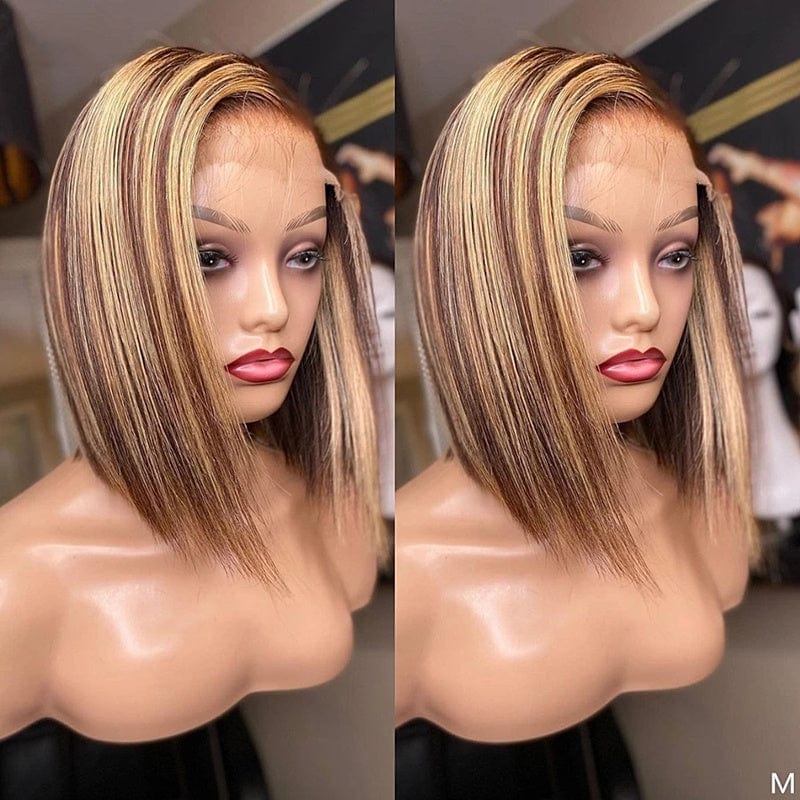 New Design Ombre Bob Straight Wig Cuticle Aligned Virgin Brazilian Human Hair Lace Front Wig